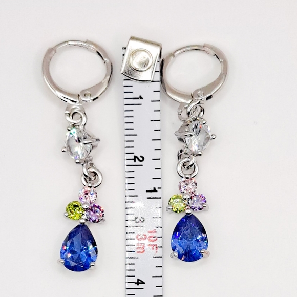 🎀925 Five Gemstone Water Drop Earrings - Picture 6 of 10